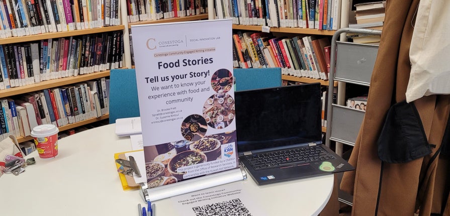 A pop up banner about the food stories project