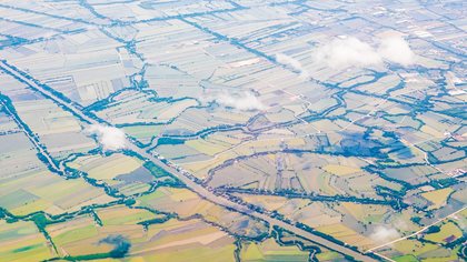 Aerial view of a farm