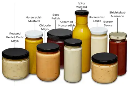 A visual list of sauces
