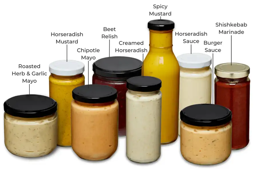 A visual list of sauces