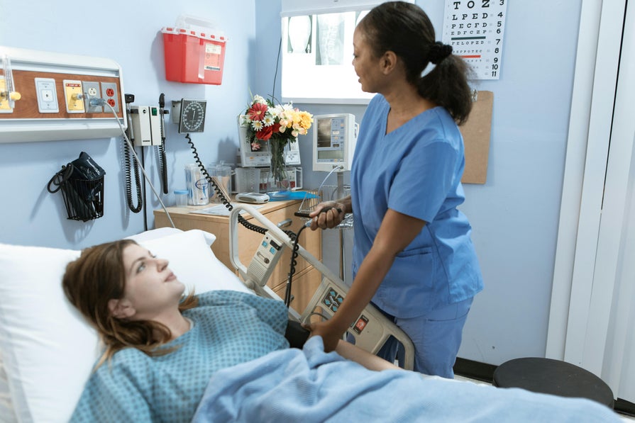 Health care worker and a patient 
