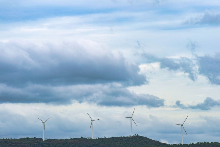 Windmills in a field 