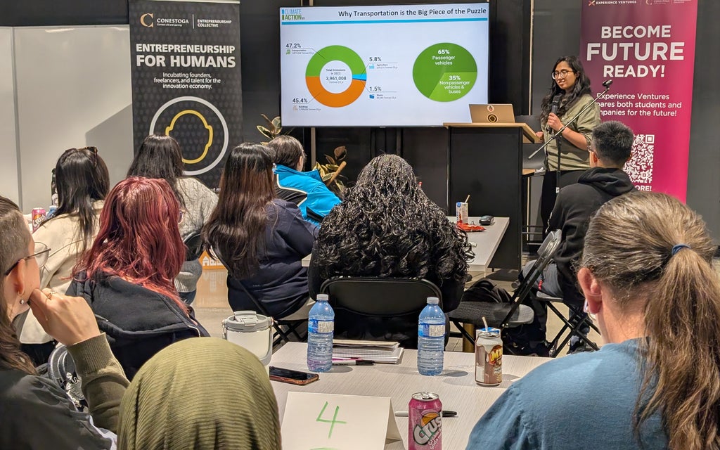 Student giving a presentation