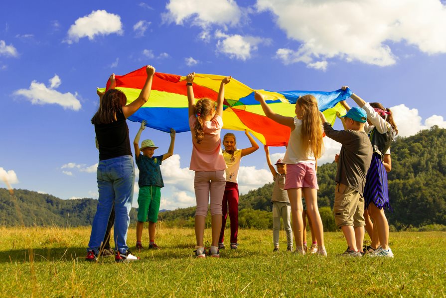 Young children playing a game