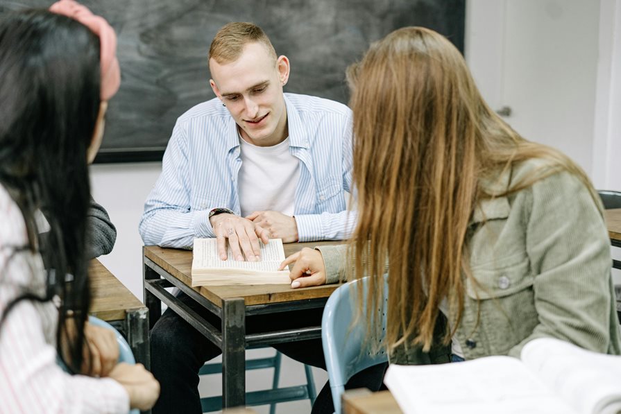 Students collaborating in the classroom