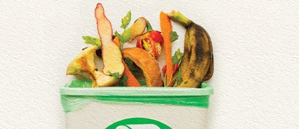 Food scraps in a compostable bag