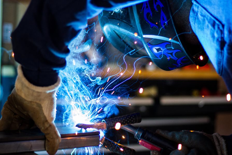 close up view of a welder