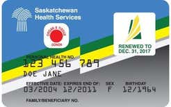 An example of a Saskatchewan health card.