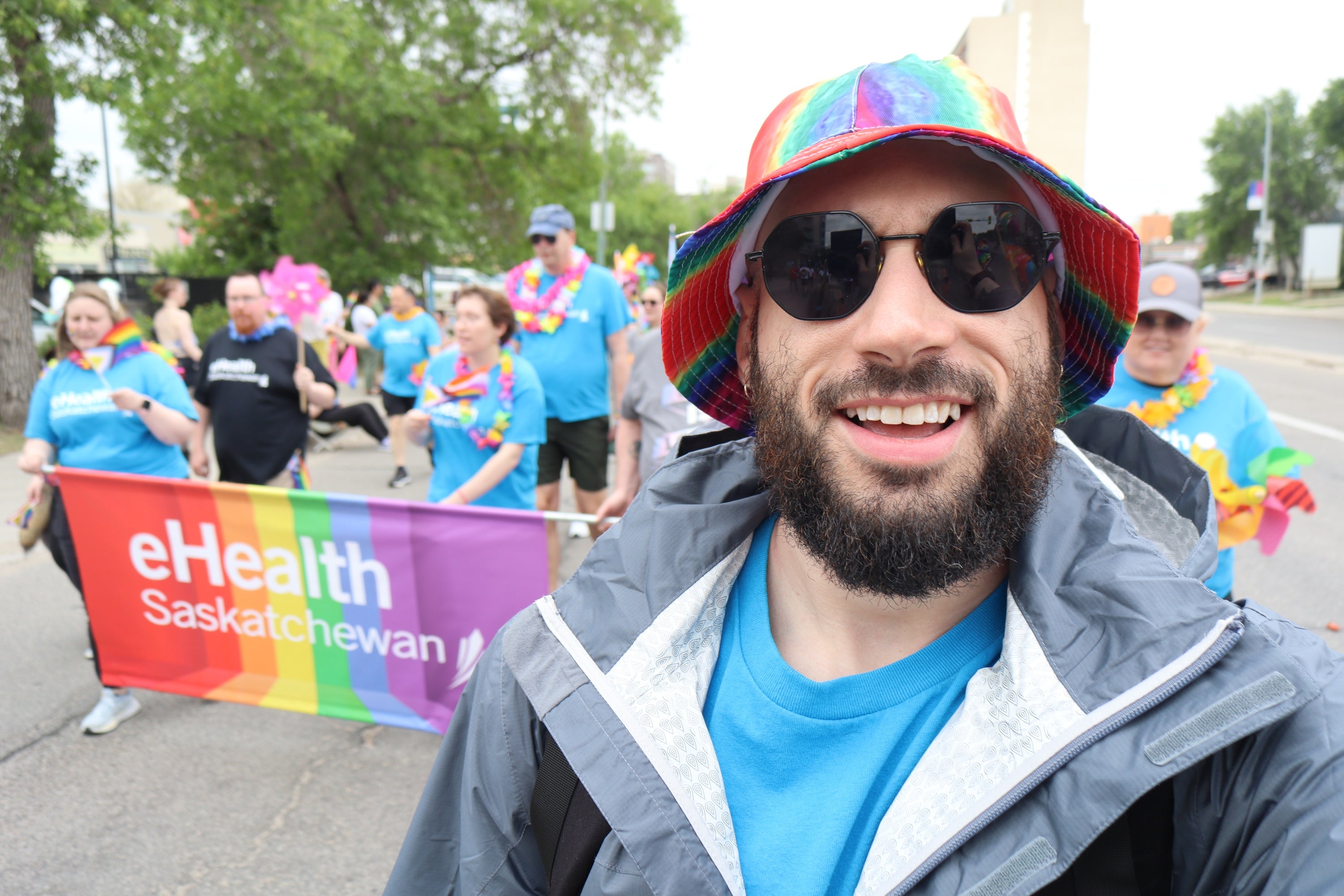eHealth employees walking in the pride parade.